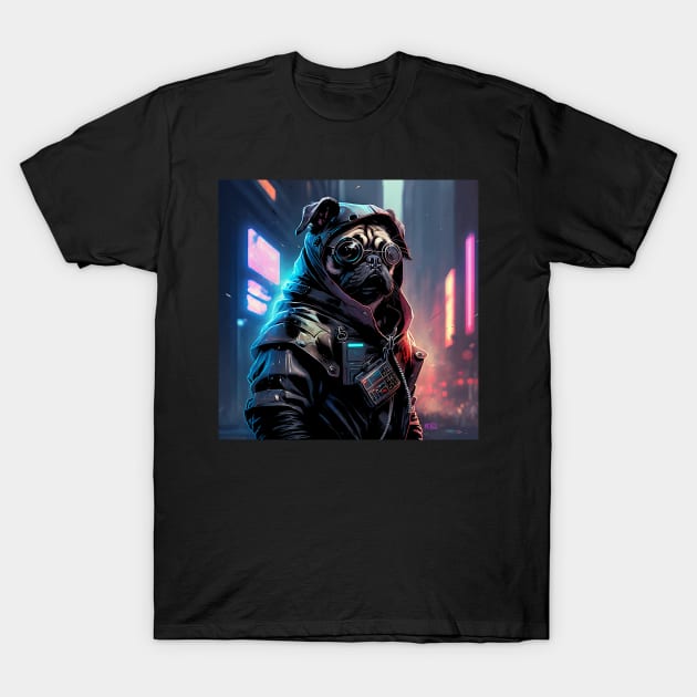 Cyber Pug T-Shirt by Asylum Ink